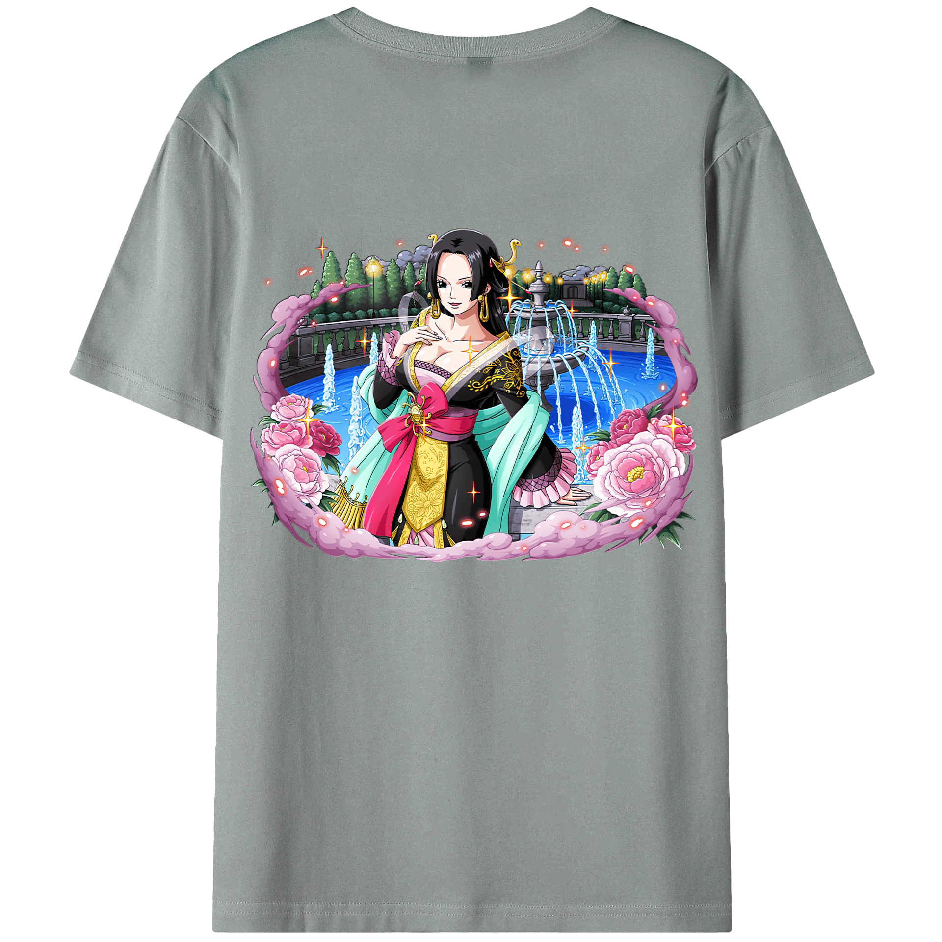 ワンピース ボア・ハンコック ONE PIECE Boa·Hancock 綿100％ メンズ半袖Tシャツ（バックプリント） 通気性